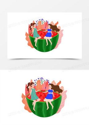 人物吃瓜绘画模板,跟随人物吃瓜绘画模板，探寻趣味生活瞬间